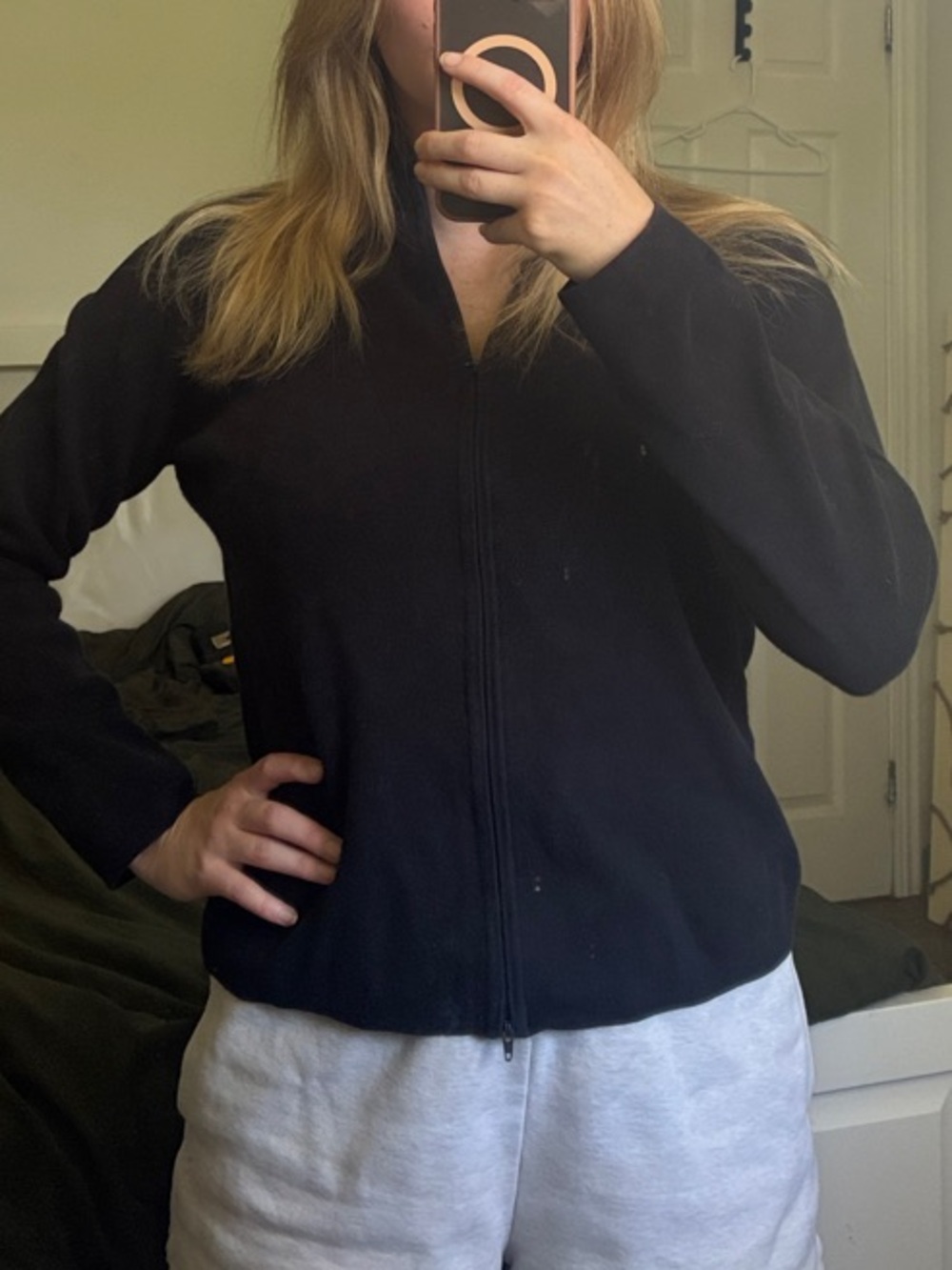 Navy Zip Up Sweater
